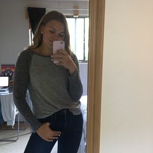 Gray long sleeve baseball tee